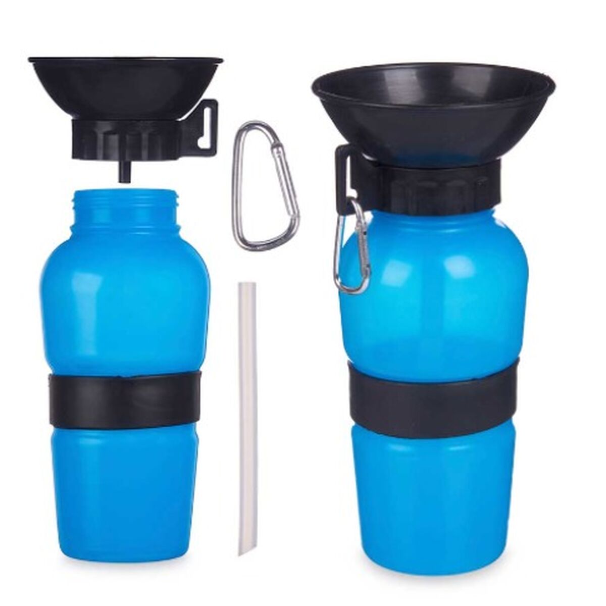 Vesiannostelija & Pullo Koiralle Sininen Musta Metalli Muovinen 500 ml (12 osaa)